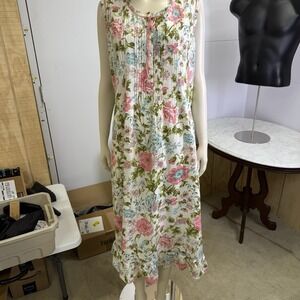 Ella Simone English Rose Cottage Lawn Nightgown  Large Whimsical Sleeveless Boho